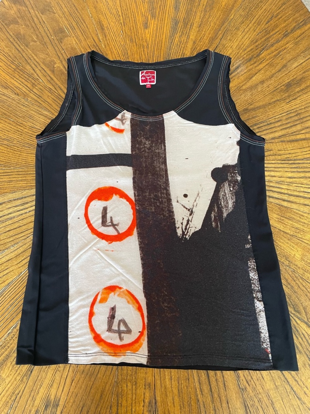 Sporty Graphic Black & White Tank Top by Desigual